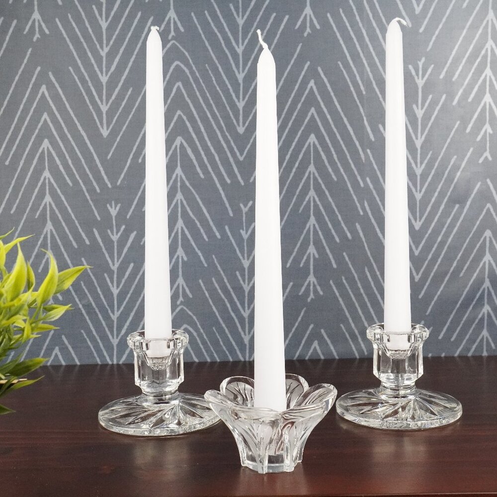 Set of 3 Candle Holders Mixed dArques Crystal and Glass Taper Candle Holder Set